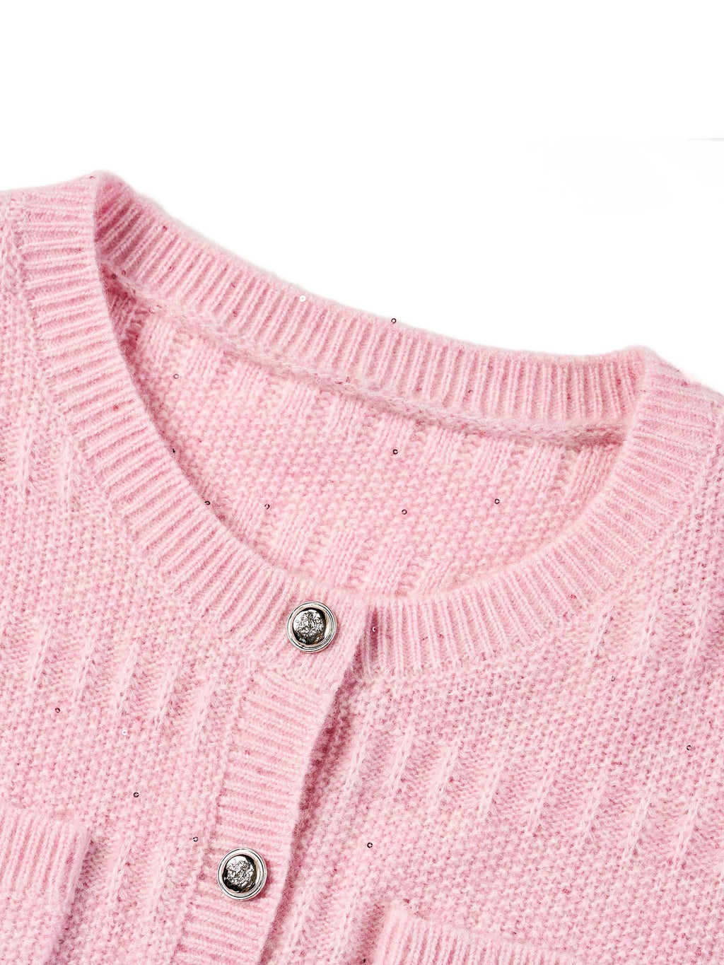 Wool Blend Round Neck Sequins Women Cardigan