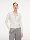 Wool Blend Heart Embroidered Women Hooded Cardigan