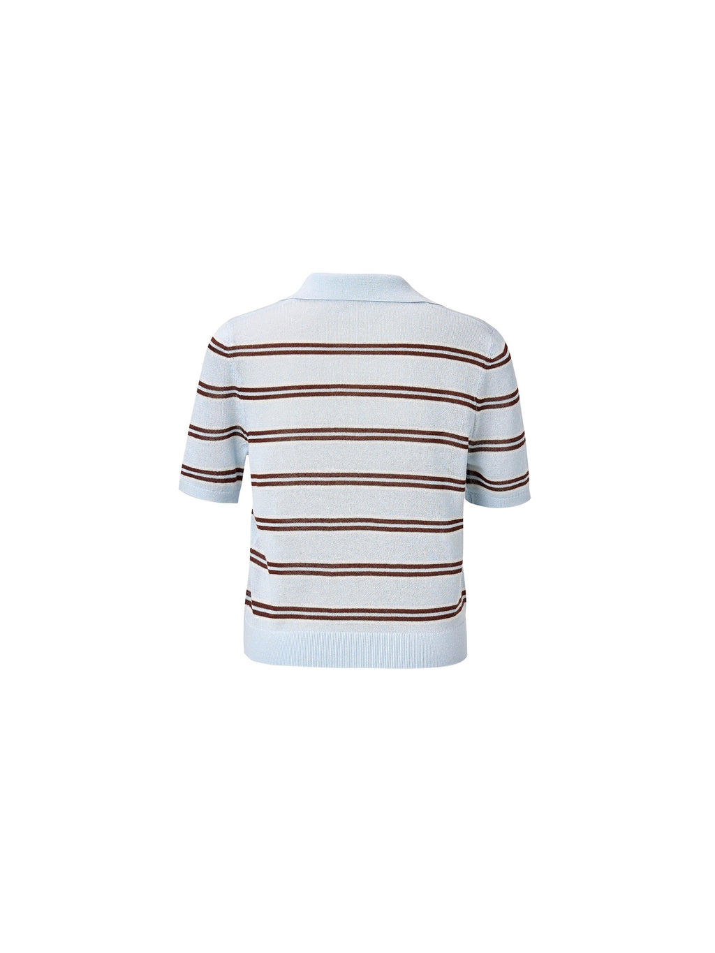 Navy Combo Stripe Women Polo Knit Top