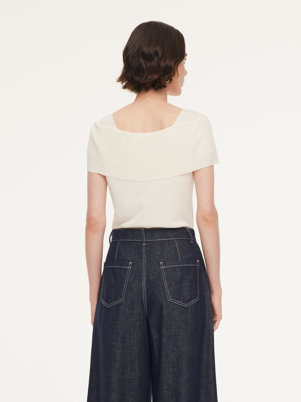 Lyocell Blend Off Shoulder Women Knit Top With Detachable Magnetic Flower