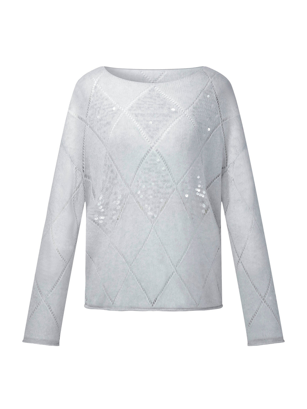 Lyocell Wool Cashmere Blend Sequins Women Open-Knit Sweater