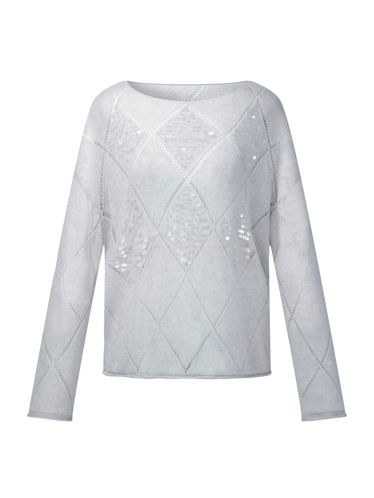 Lyocell Wool Cashmere Blend Sequins Women Open-Knit Sweater