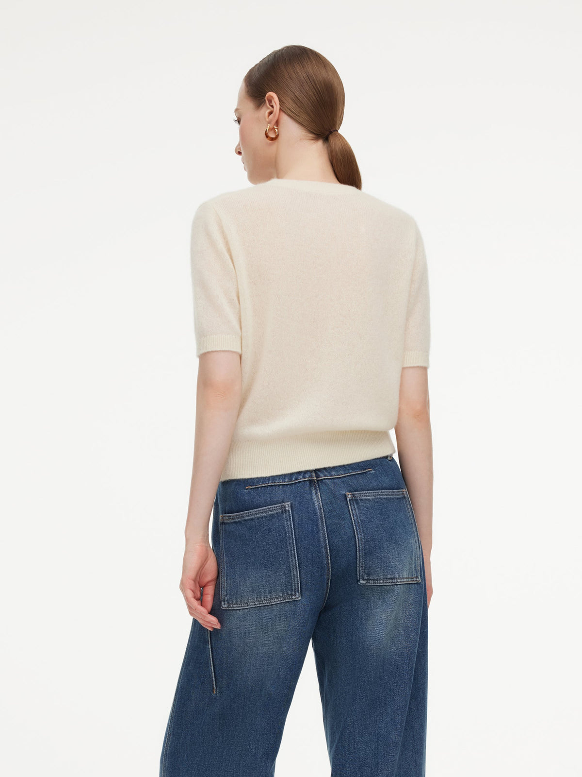 100% Cashmere Sequins Women Knit Top
