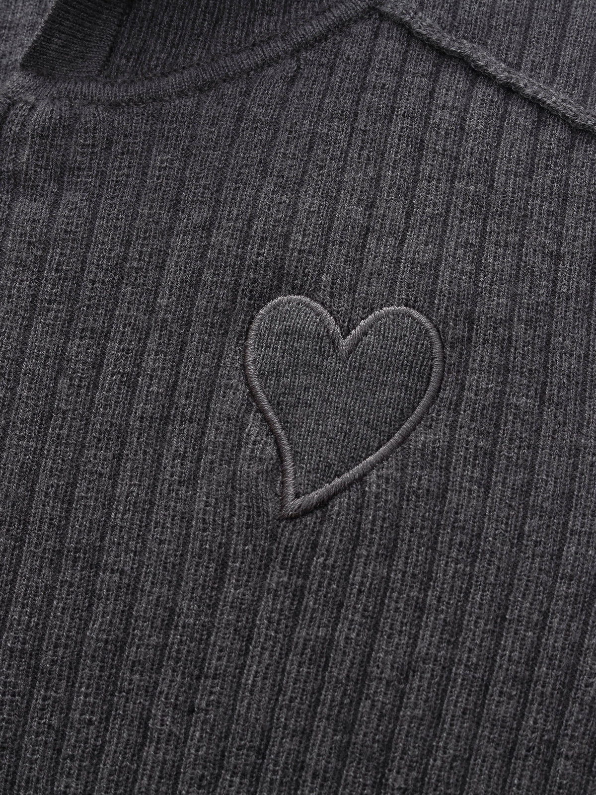 Wool Blend Heart Embroidered Women Hooded Cardigan