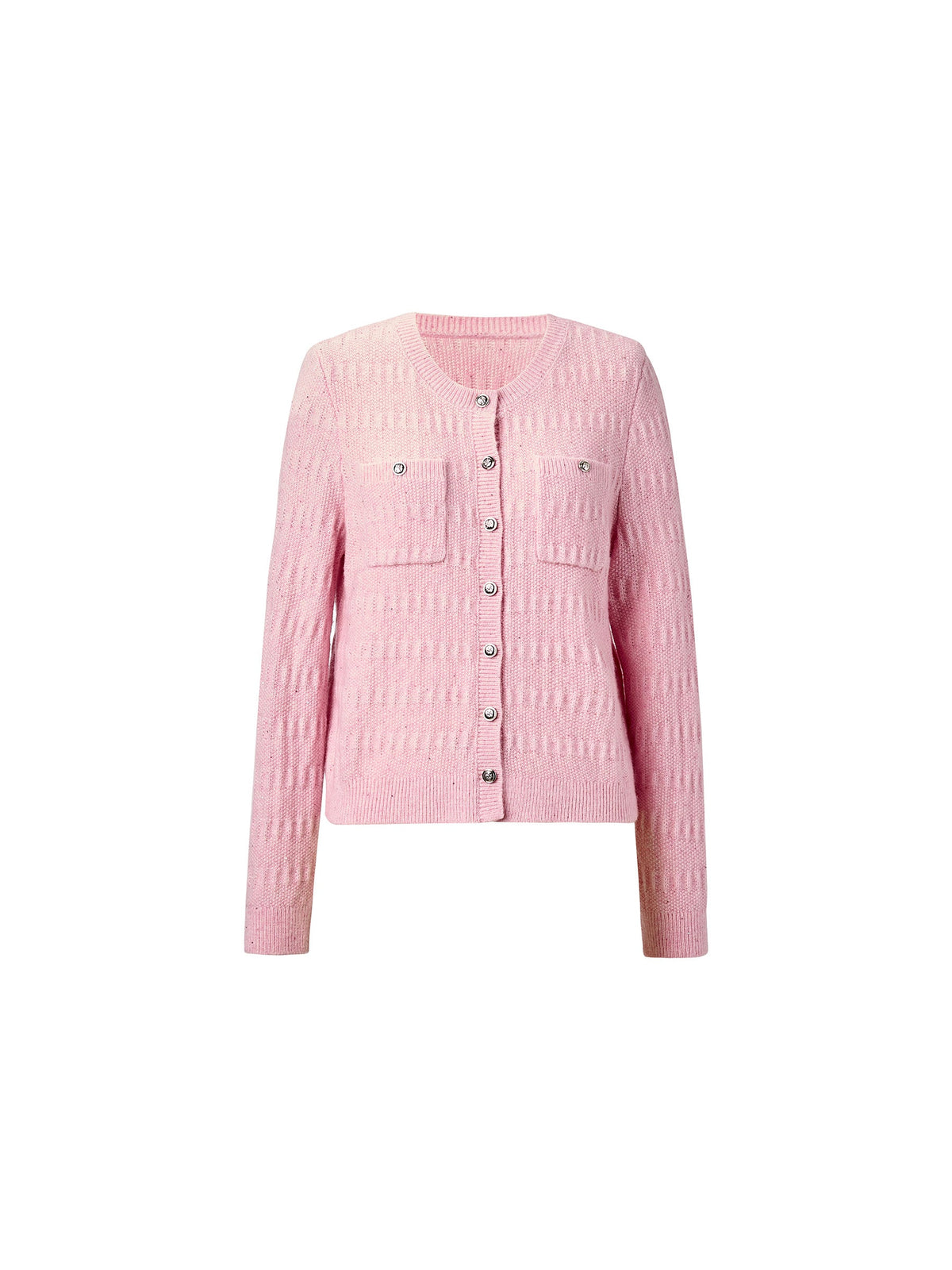 Wool Blend Round Neck Sequins Women Cardigan
