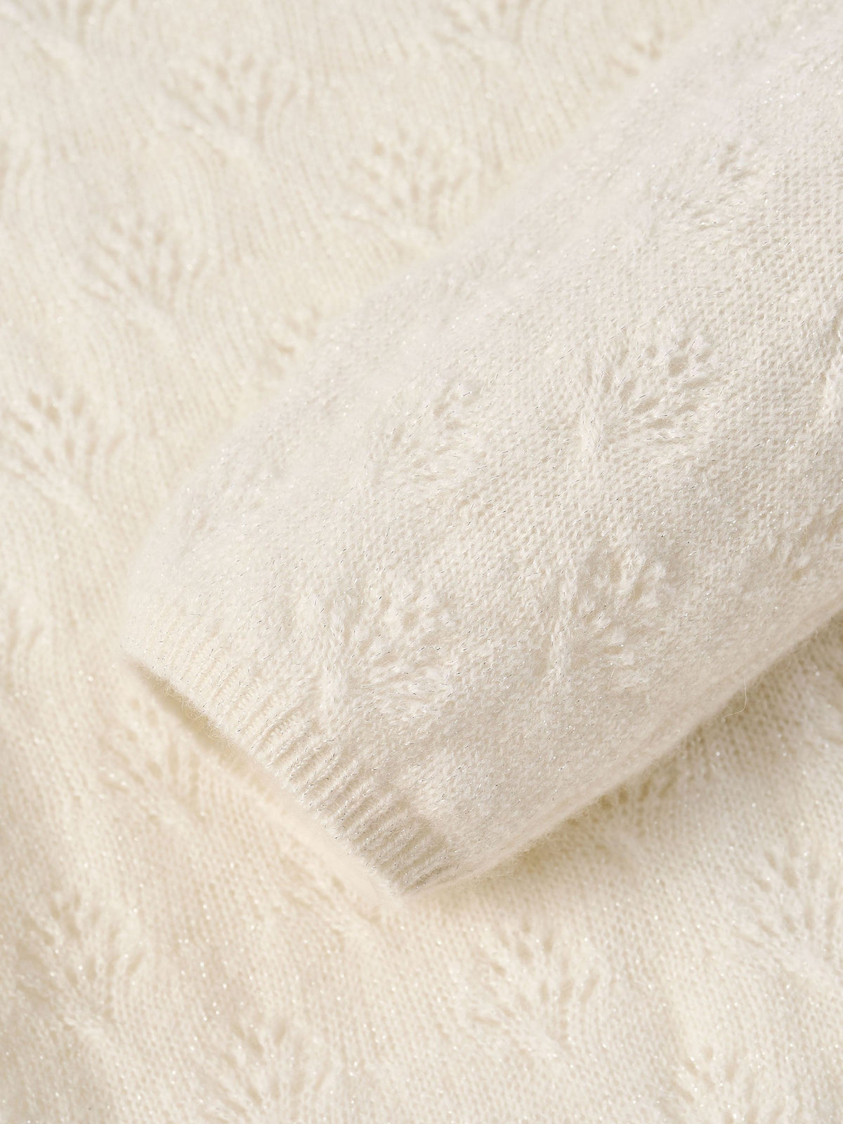 Cashmere Boat Neck Pointelle Knit Women Sweater