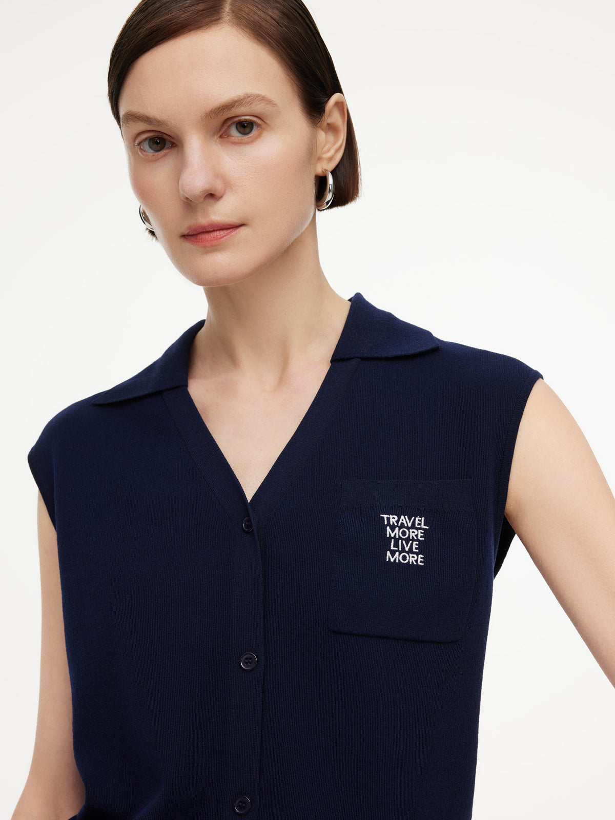 Lyocell Blend V-Neck Women Knit Vest