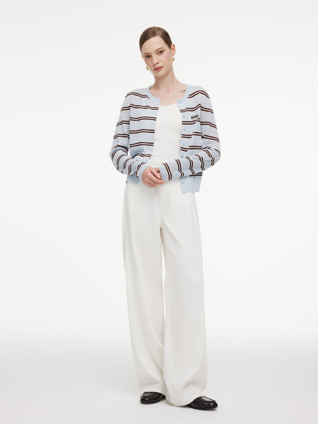 Navy Combo Stripe Women Cardigan