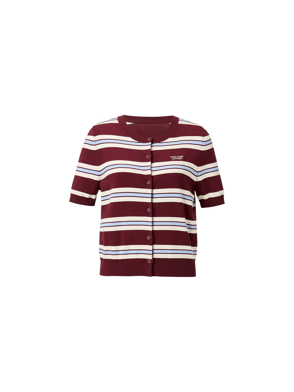 Tencel Blend Multicolored Stripe Letter Embroidered Women Cardigan