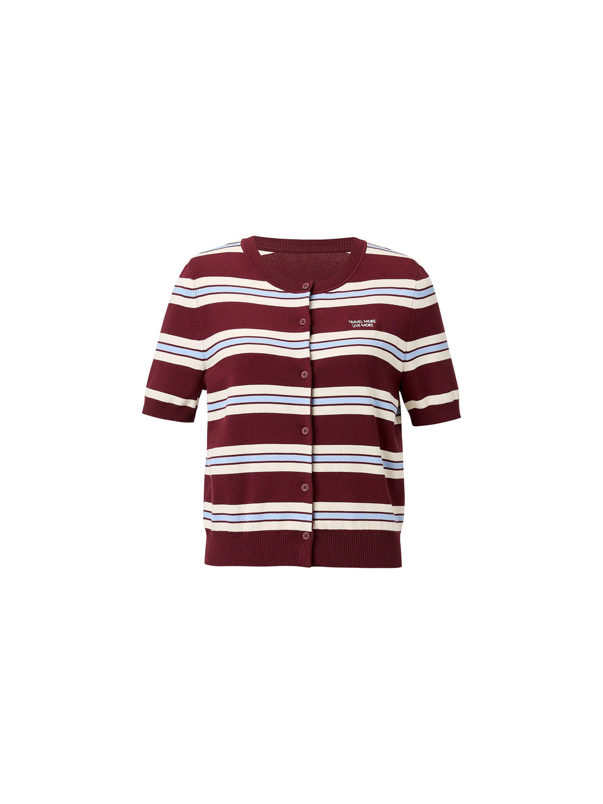 Tencel Blend Multicolored Stripe Letter Embroidered Women Cardigan