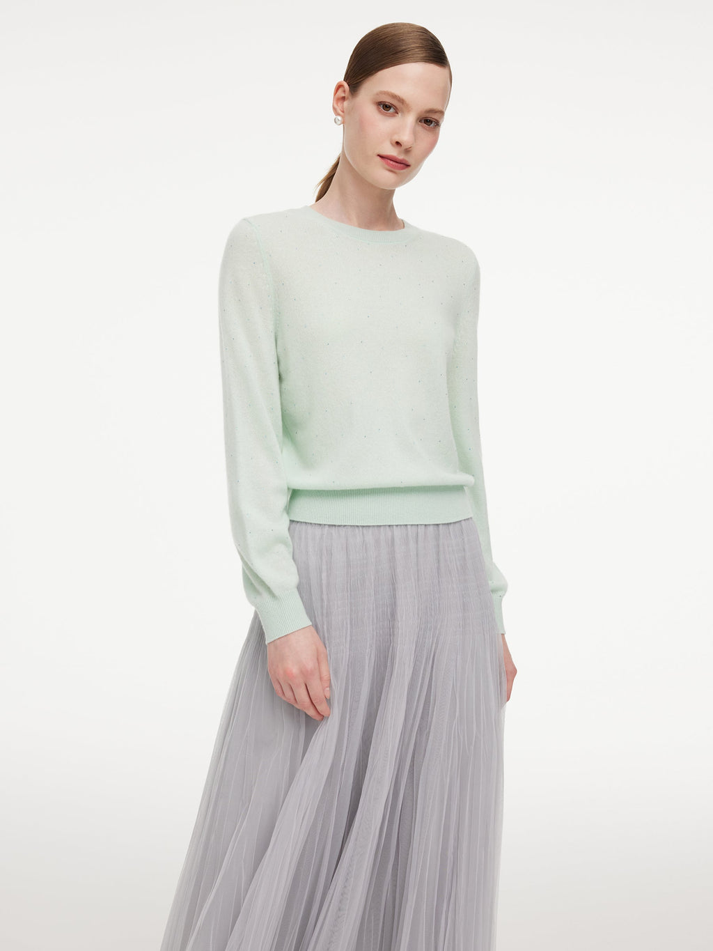 100% Cashmere Rhinestone Women Sweater