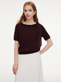 Lyocell Blend Ribbon Boat Neck Women Knit Top