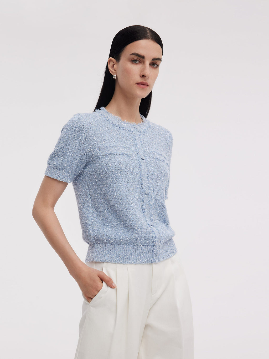 Frayed Edge Women Knit Top