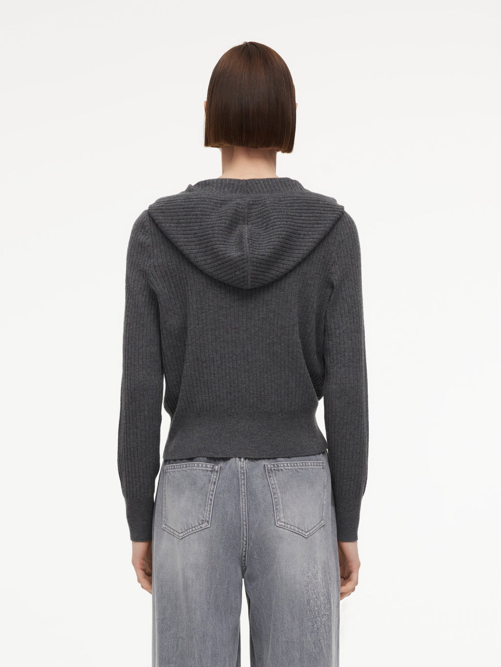 Wool Blend Heart Embroidered Women Hooded Cardigan