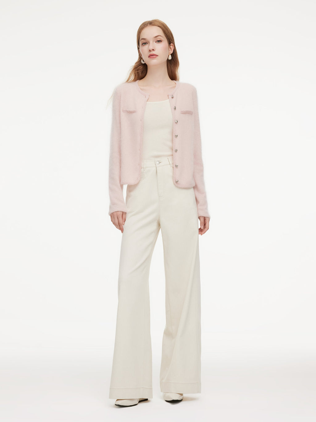 100% Brushed Cashmere Women Cardigan