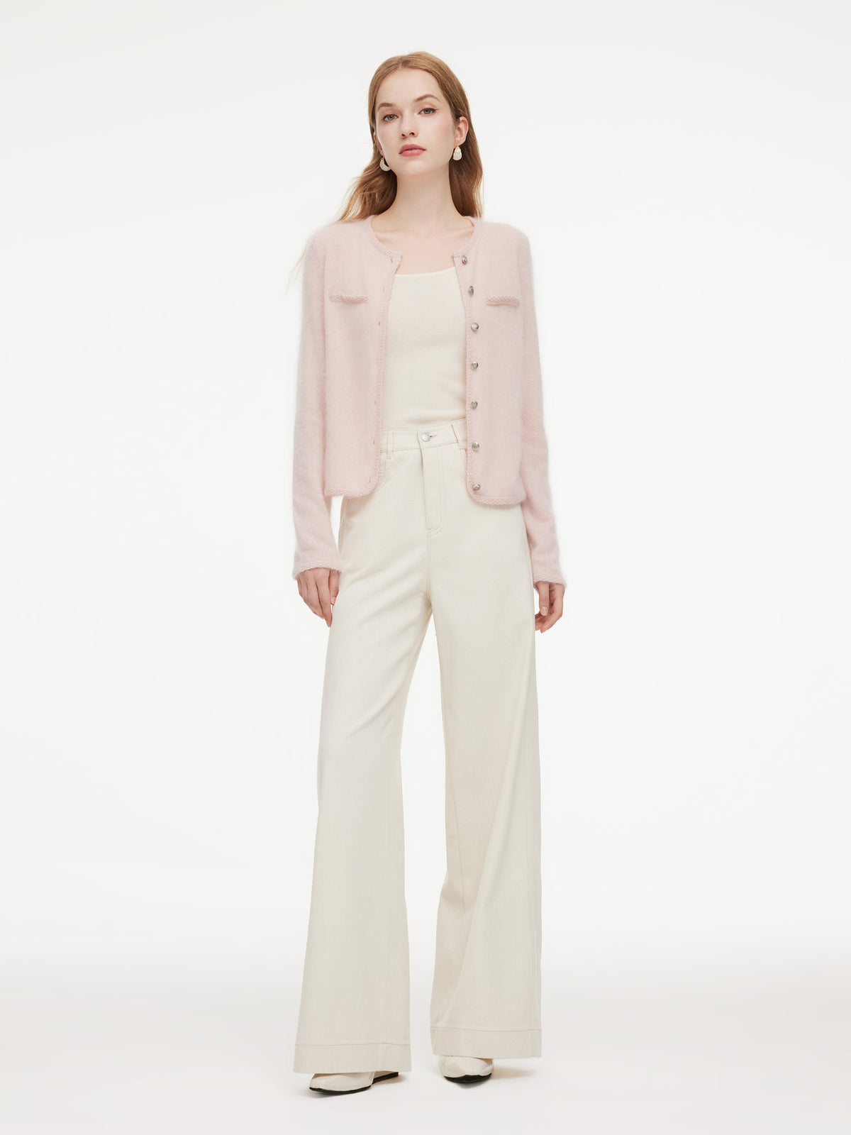 100% Brushed Cashmere Women Cardigan
