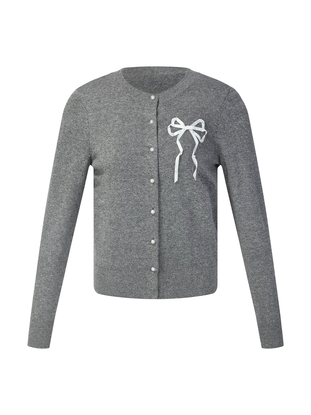 Hand-Sewn Bow Beaded Button Women Cardigan