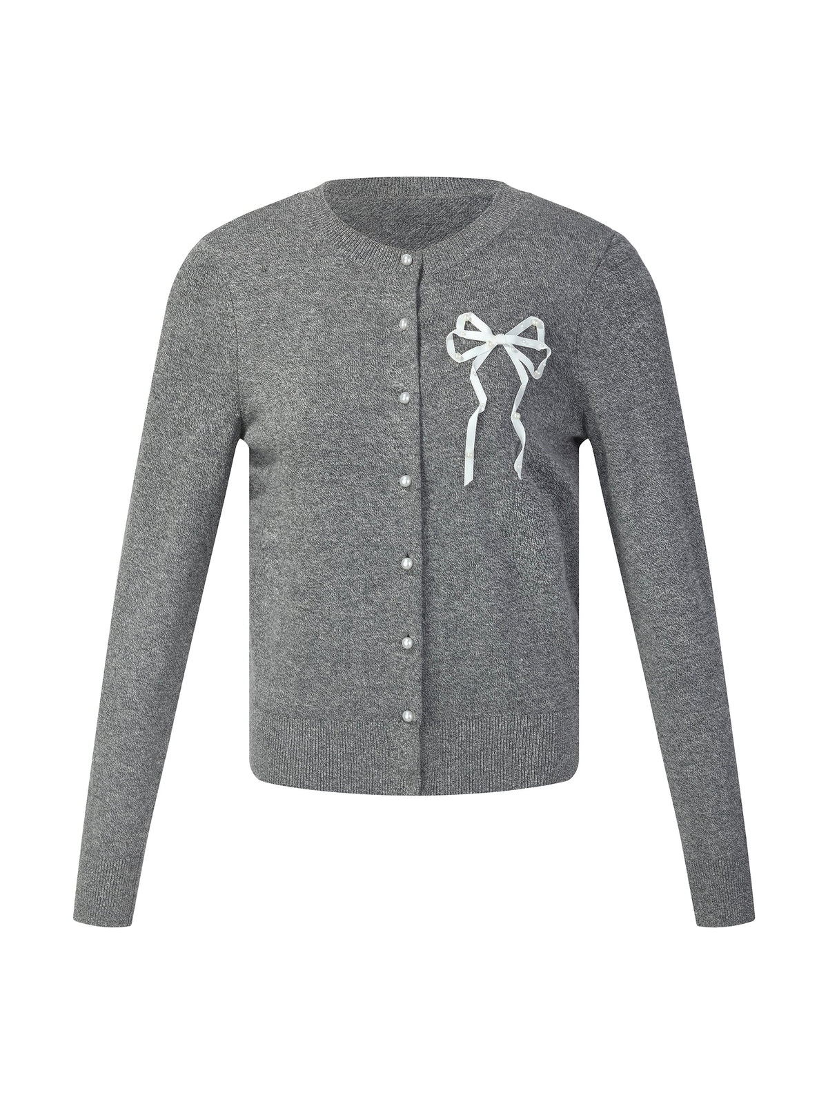 Hand-Sewn Bow Beaded Button Women Cardigan