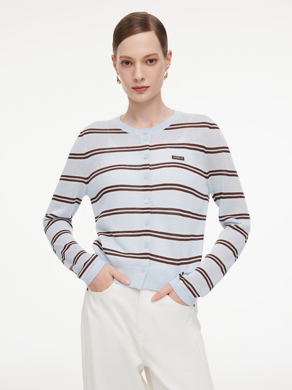 Navy Combo Stripe Women Cardigan