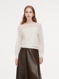 Jacquard Ruffle Neck Women Knit Top