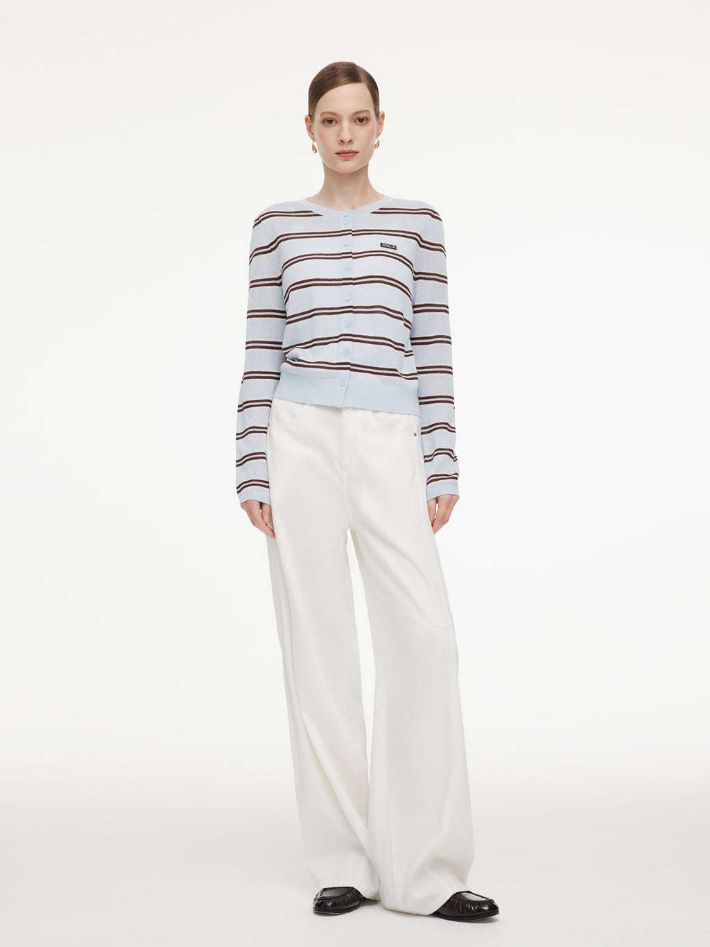 Navy Combo Stripe Women Cardigan