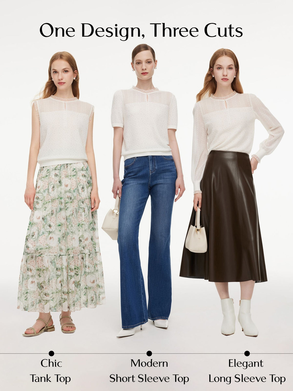 Jacquard Ruffle Neck Women Knit Top