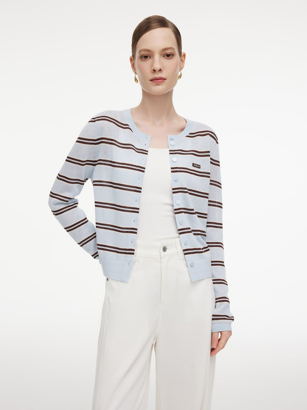 Navy Combo Stripe Women Cardigan