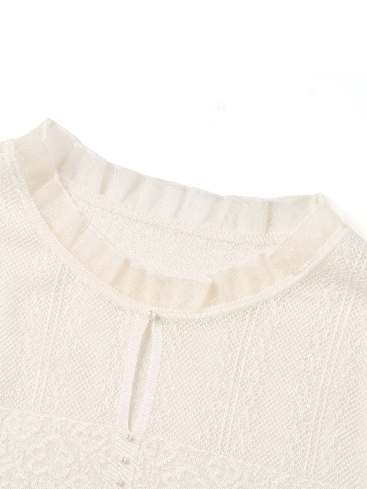 Jacquard Ruffle Neck Women Knit Top