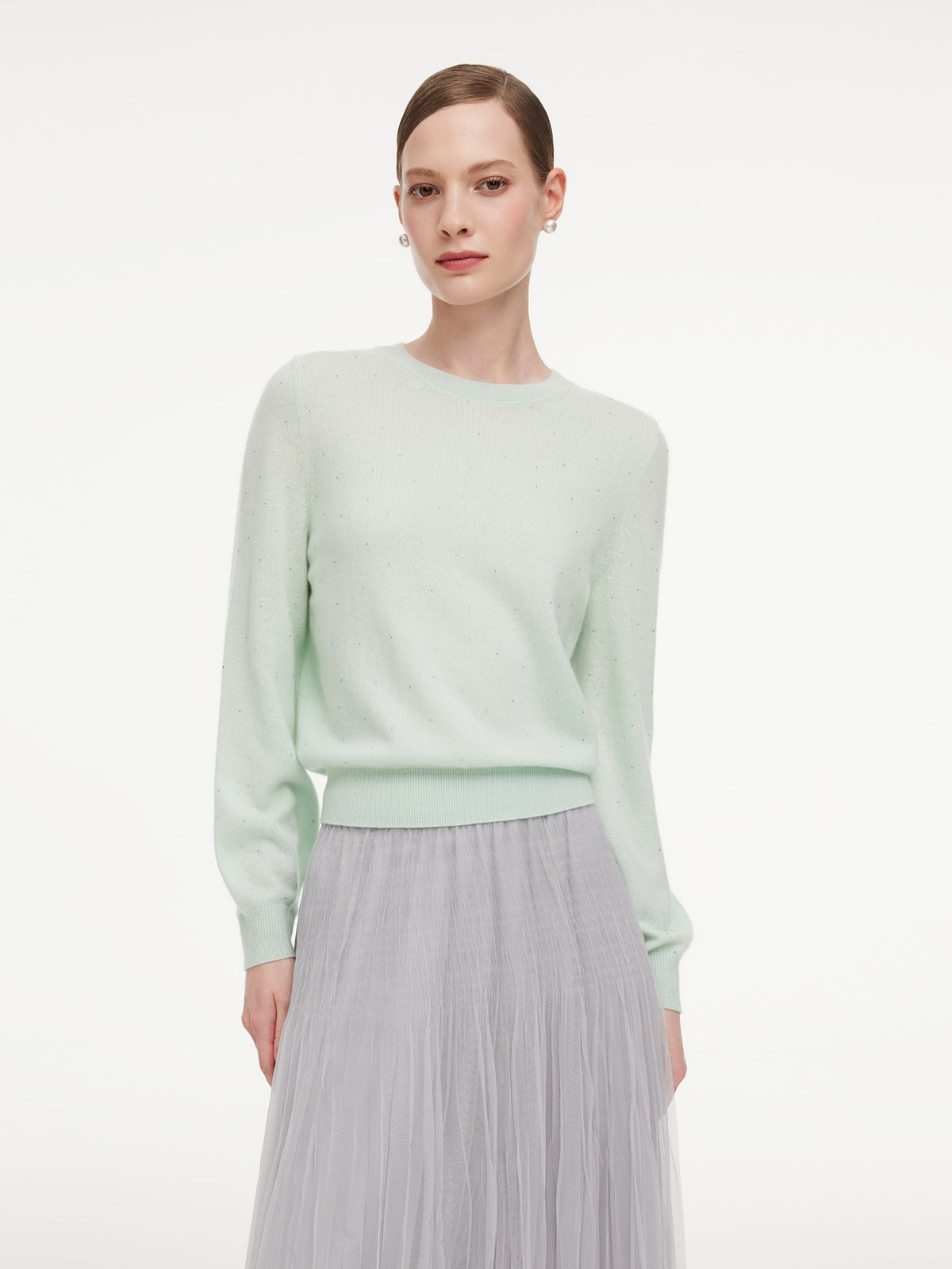 100% Cashmere Rhinestone Women Sweater