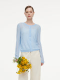 Alpaca Wool Lyocell Blend Women Lightweight Open-Knit Cardigan