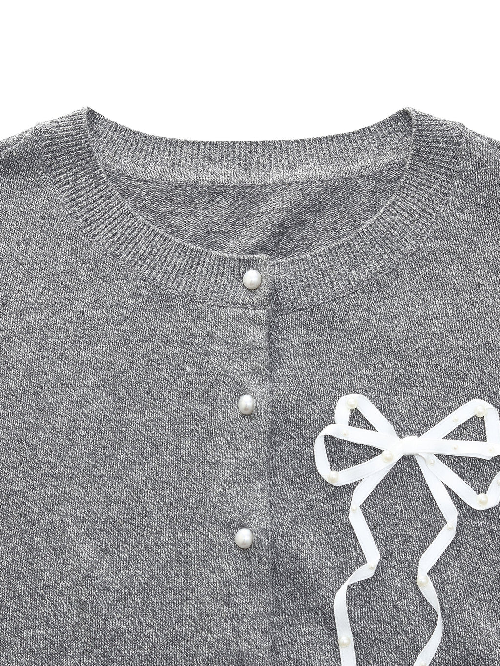 Hand-Sewn Bow Beaded Button Women Cardigan