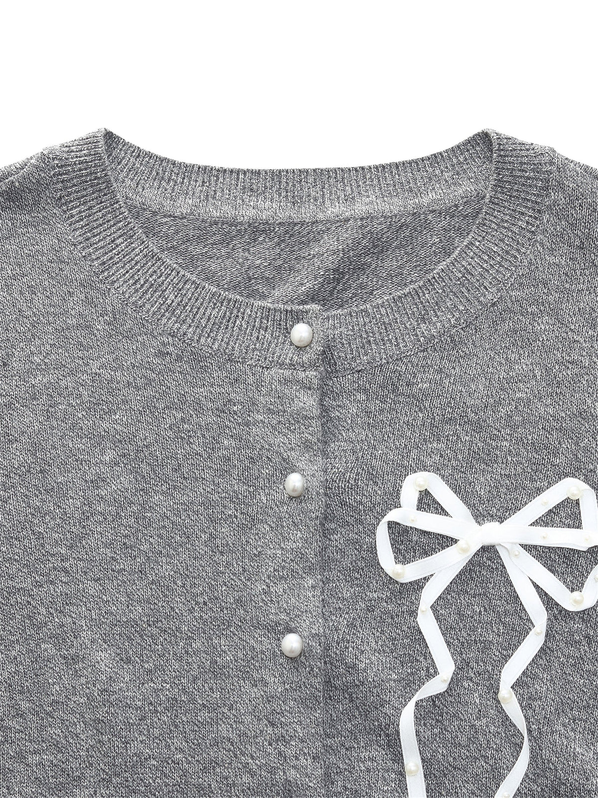 Hand-Sewn Bow Beaded Button Women Cardigan