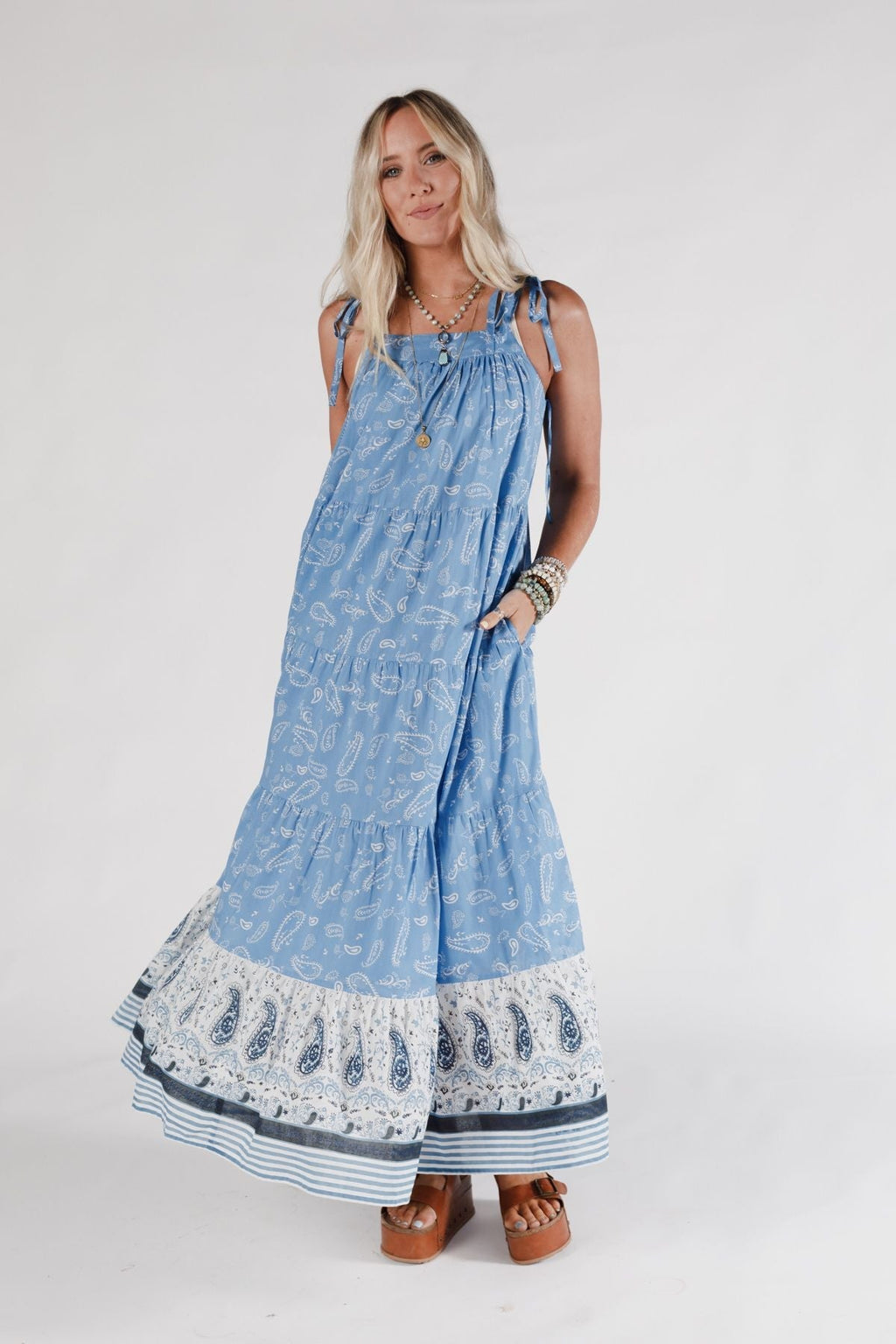 Golden Meadow Maxi Dress - Blue - Pre Order