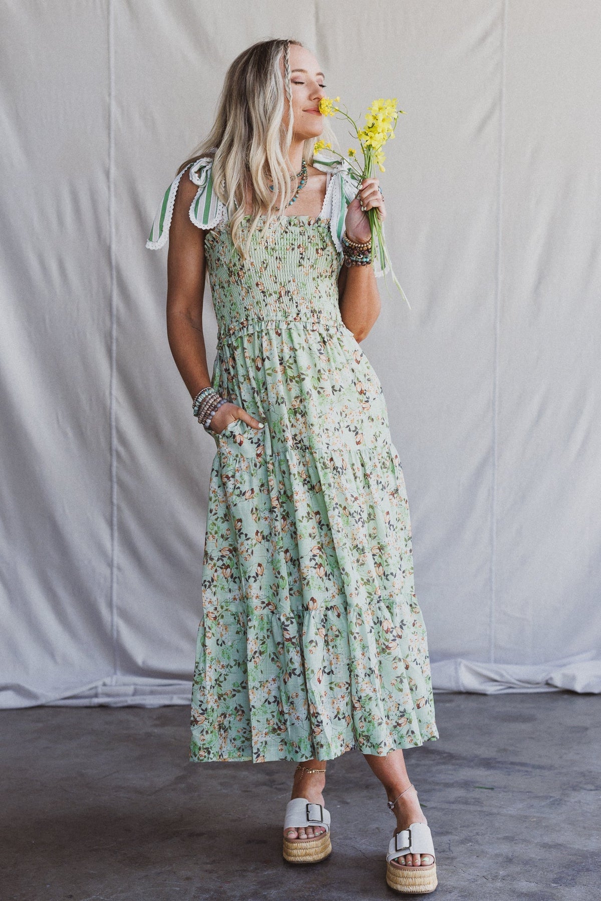 Rosabella Floral Maxi Dress - Sage - Pre Order
