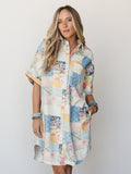 Floral Vines Patchwork Denim Dress - Patchwork Denim - Pre Order