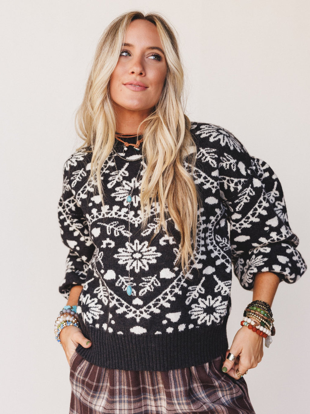 Heart Garden Sweater - Charcoal