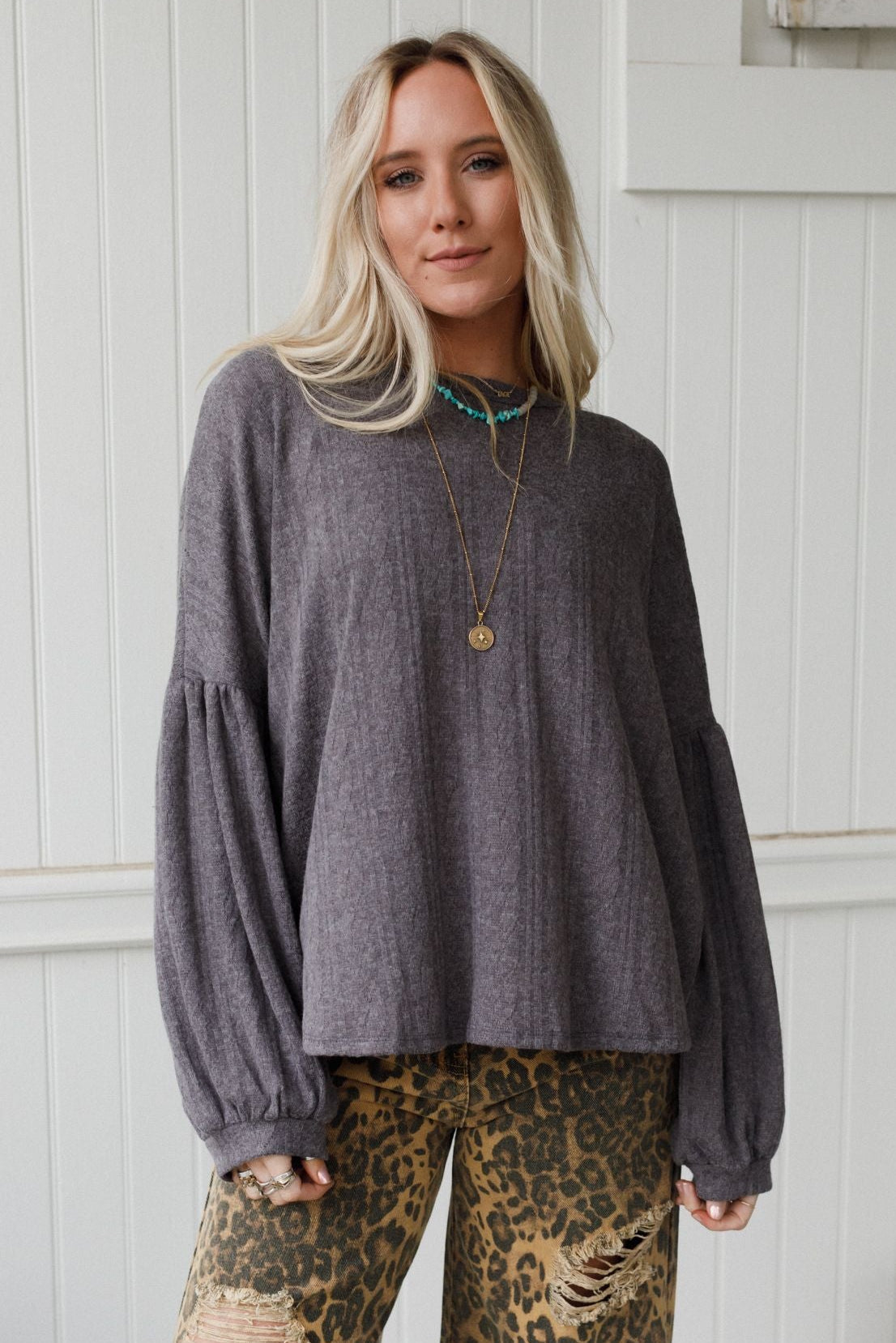 The Nest Sweet Heart Balloon Sleeve Knit Sweater - Black - Pre Order