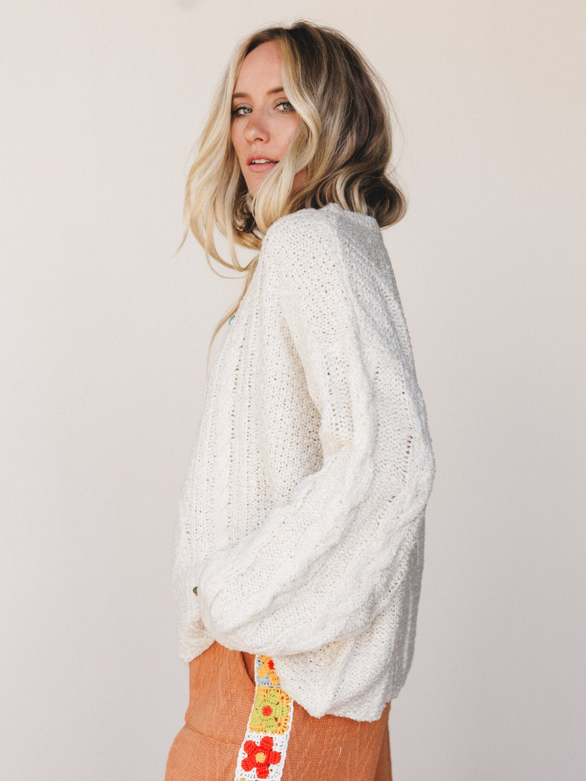 Coastal Dreamer Cable Knit Sweater - Cream