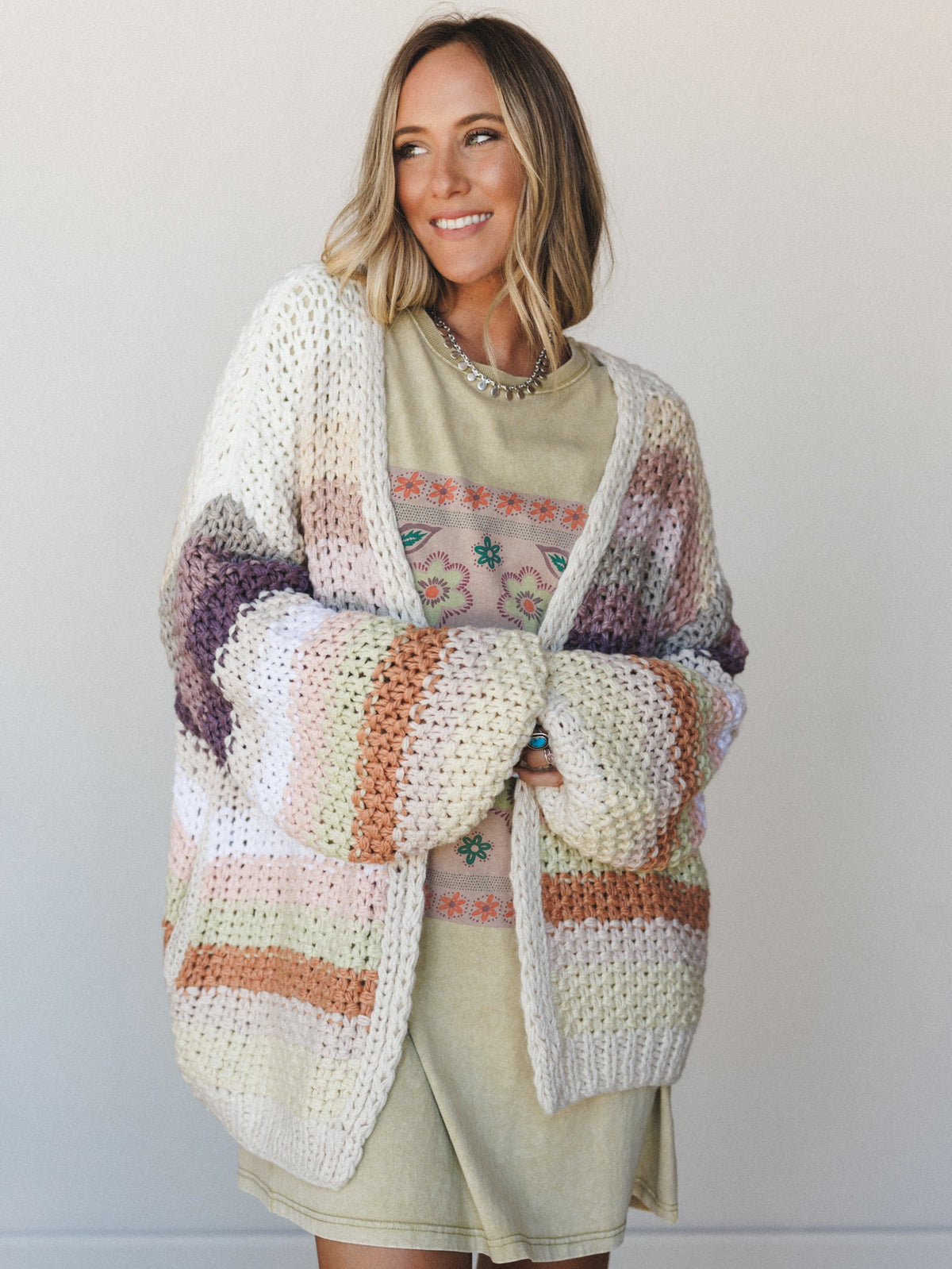 Wrapped up in Color Knit Cardigan - Ecru