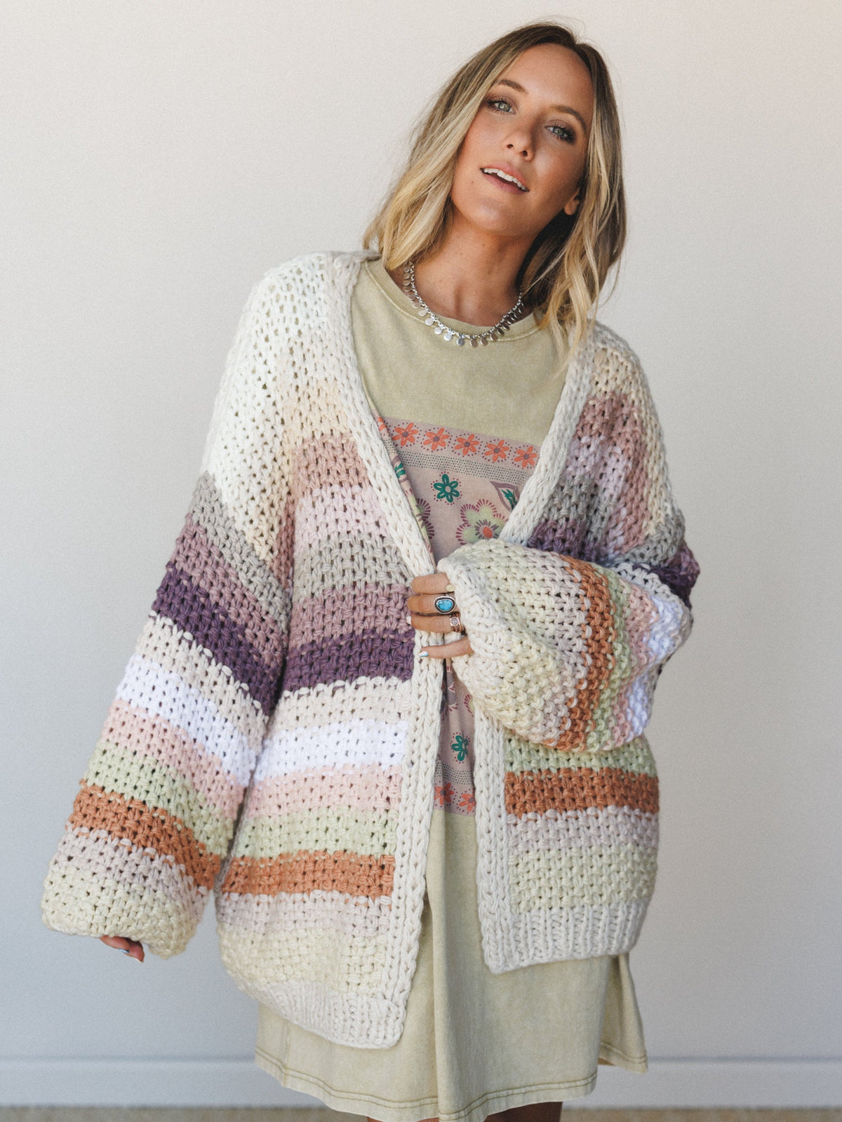 Wrapped up in Color Knit Cardigan - Ecru
