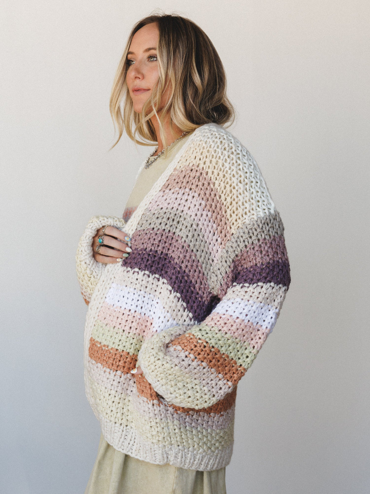 Wrapped up in Color Knit Cardigan - Ecru