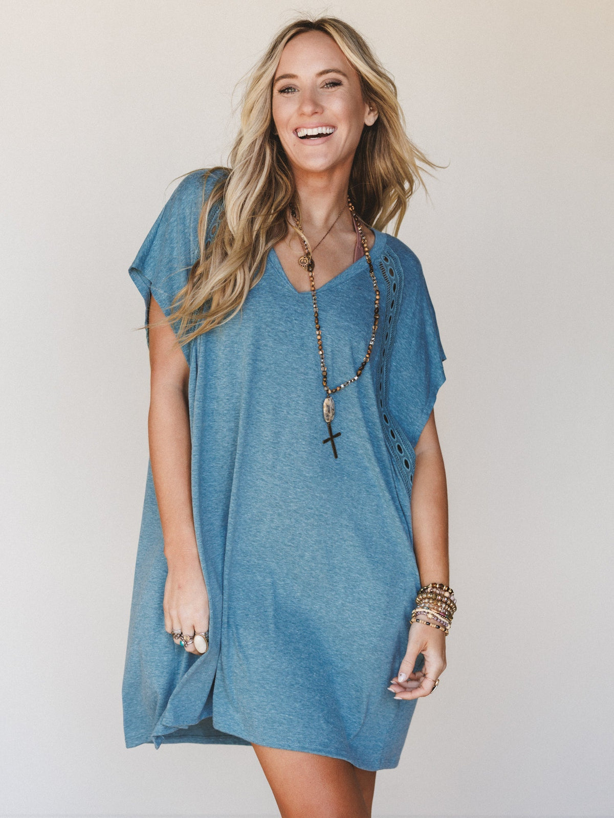 The Nest Camden Lace Tee Dress - Teal - Pre Order