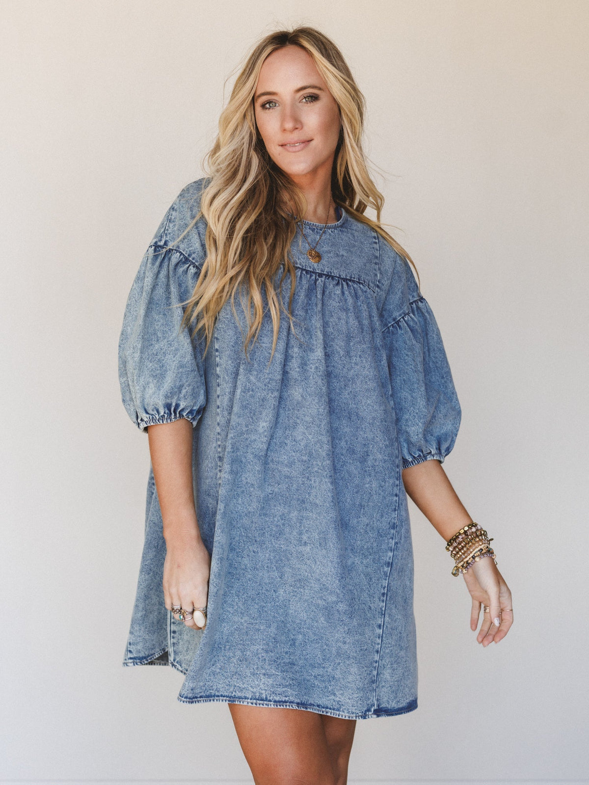 Denim Lover Puff Sleeve Dress - Indigo - Pre Order