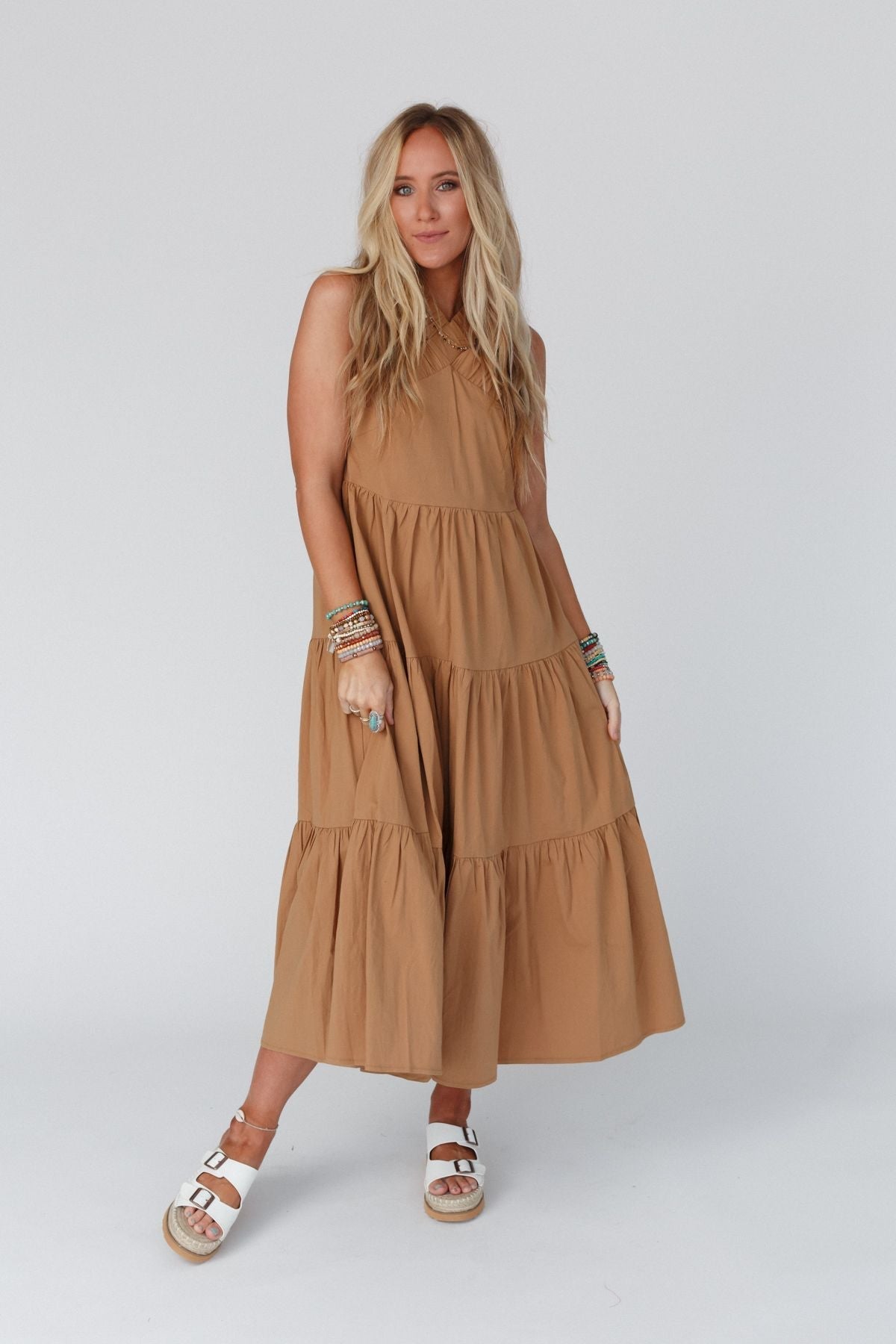 Sun Blissed Tiered Dress - Taupe - Pre Order