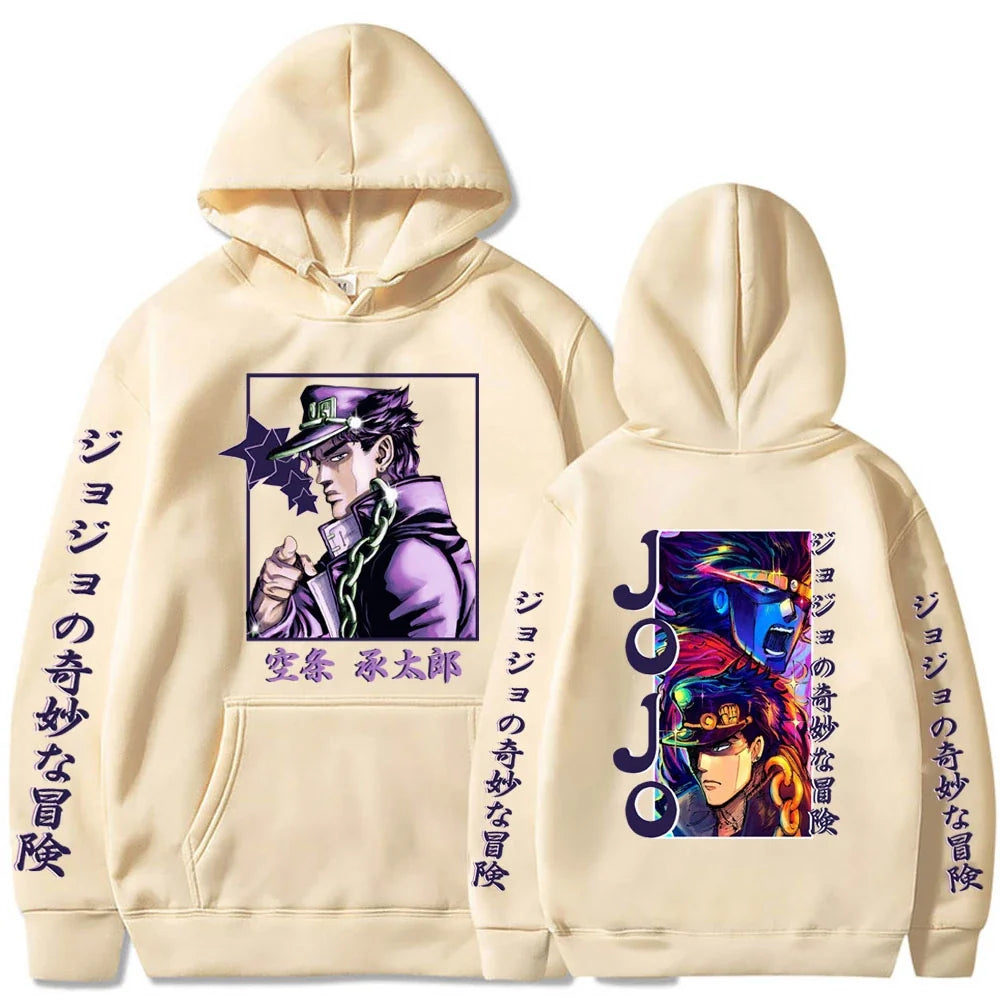 Japanese Anime Jojo's Bizarre Adventure Harajuku Hoodies Men Clothes Hot Manga Joutarou Kuujou Cool Posters Graphics Sweatshirts
