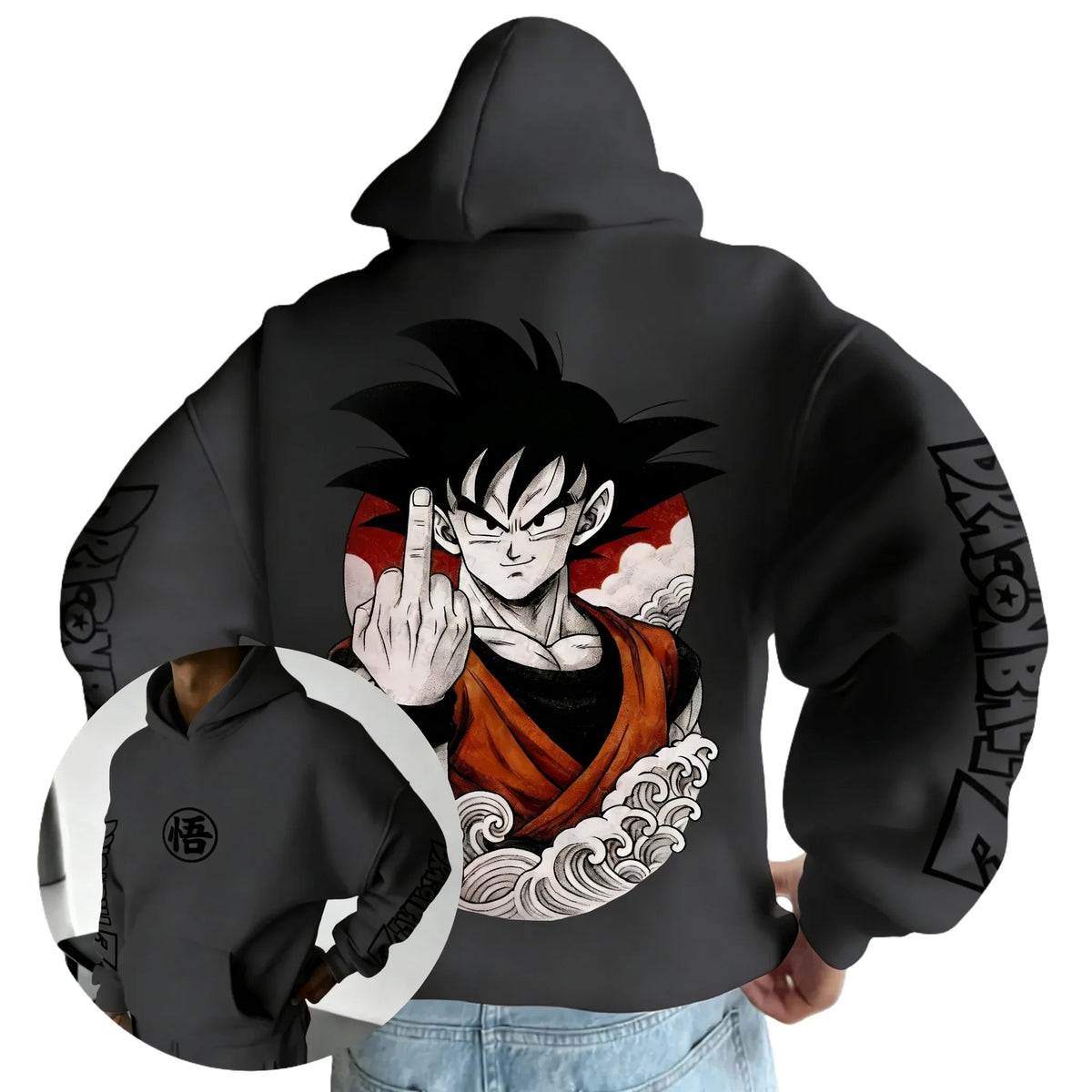 Retro Anime Hoodie. Japanese Style Goku Print Men's Pure Cotton Hoodie. Casual Loose Sports Daily Version