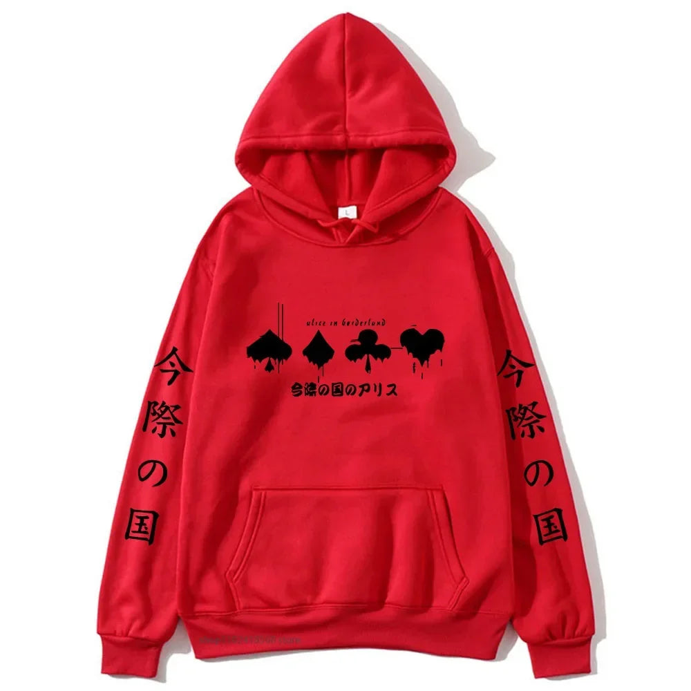 Hoodies Men Cartoon Cards Sweatshirt Harajuku Graphic Streetwear Women Anime Tops Men Clothing Y2k Sudaderas