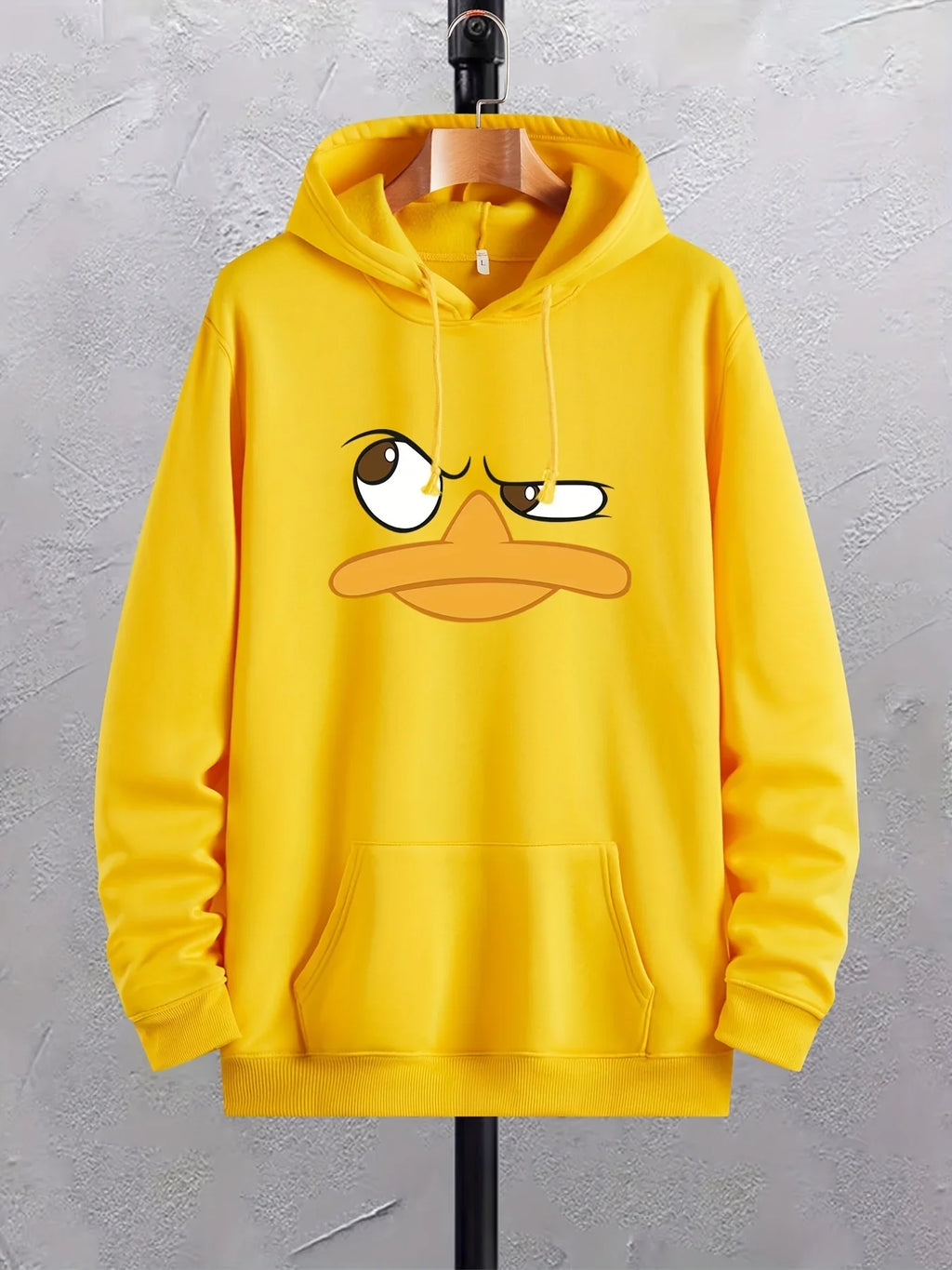 Cartoon Duck Print Hoodies For Men. Graphic Hoodie With Kangaroo Pocket. Comfy Loose Trendy Drawstring Hooded Pullover
