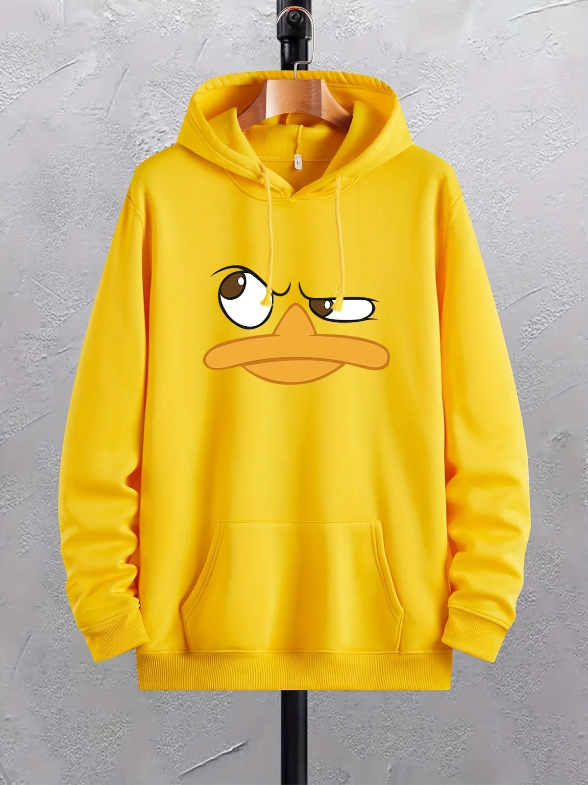Cartoon Duck Print Hoodies For Men. Graphic Hoodie With Kangaroo Pocket. Comfy Loose Trendy Drawstring Hooded Pullover