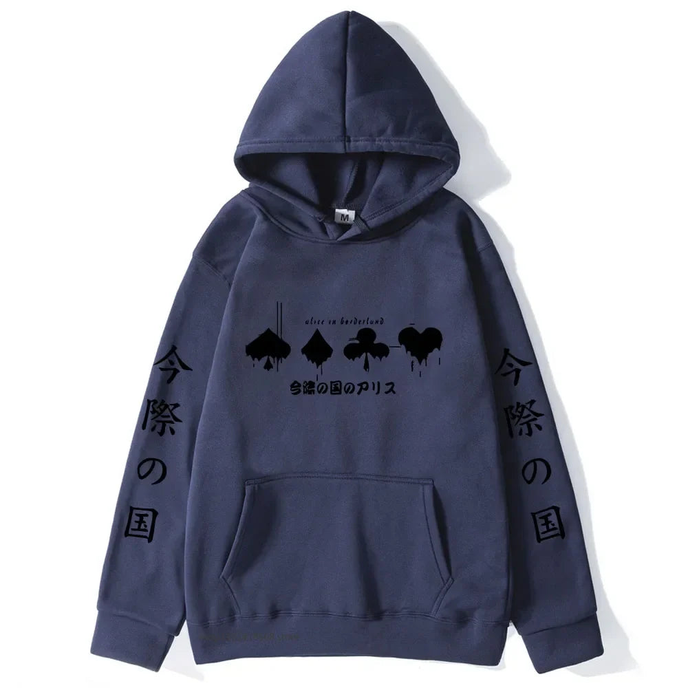 Hoodies Men Cartoon Cards Sweatshirt Harajuku Graphic Streetwear Women Anime Tops Men Clothing Y2k Sudaderas